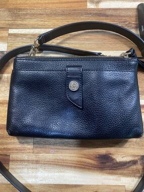 Michael Kors Black Pebbled Leather Crossbody Bag with Gold-Tone Hardware